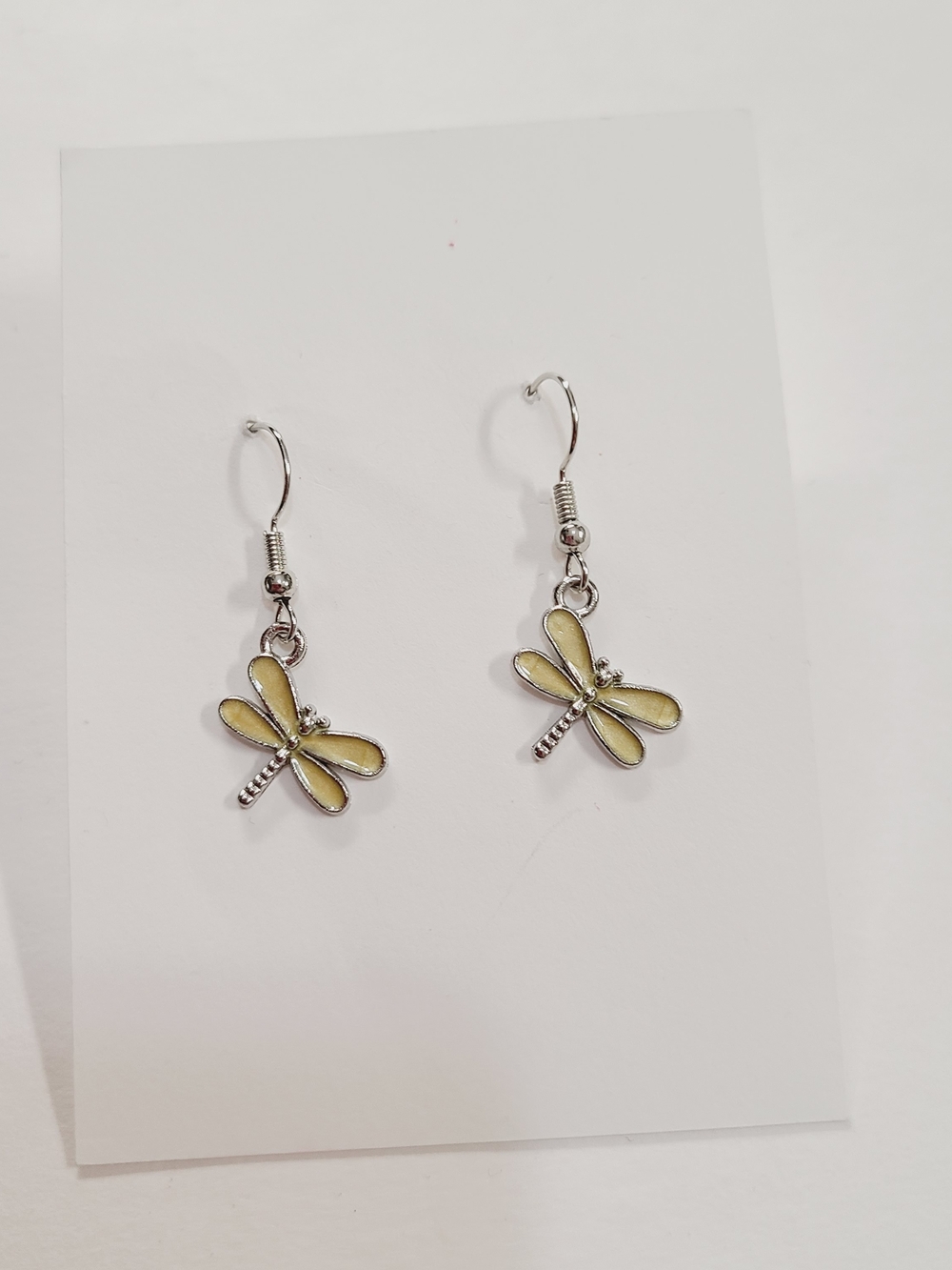 Yellow Dragonfly Dangle Earrings